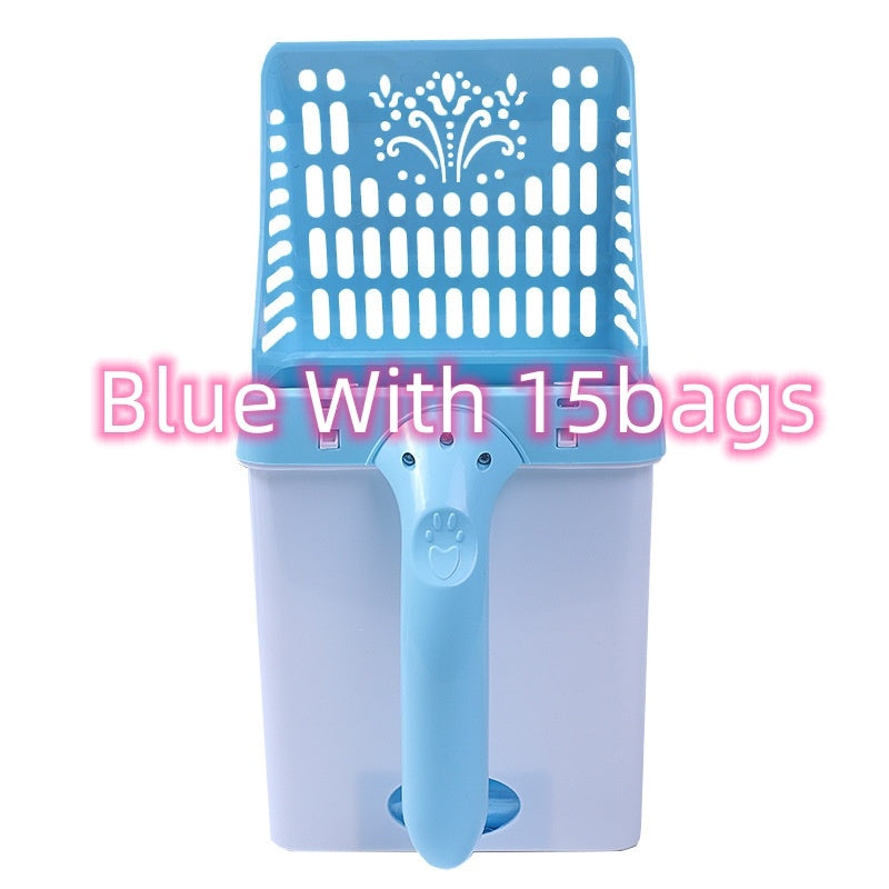 Cat Litter Sifter in blue with 15 bags