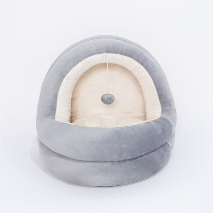 Cozy Gray Cat Bed 