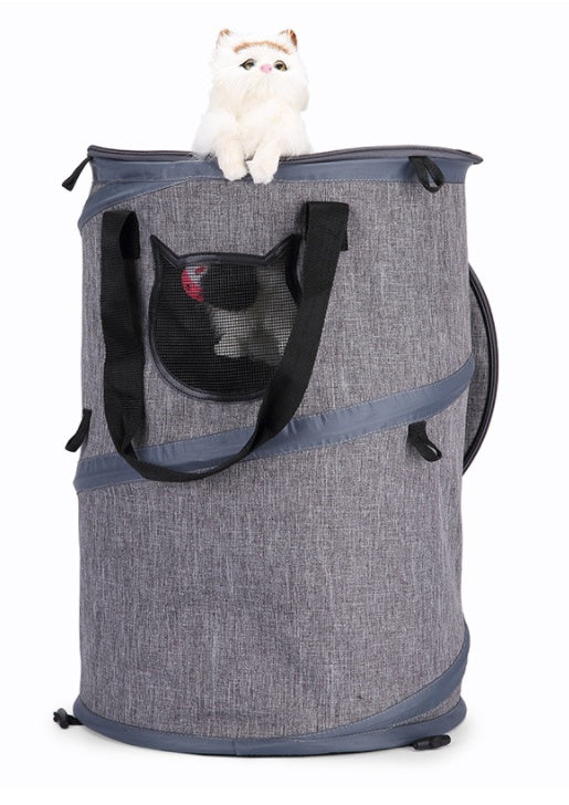 Cat Carrier showing the functionality of the cat carrier in use 