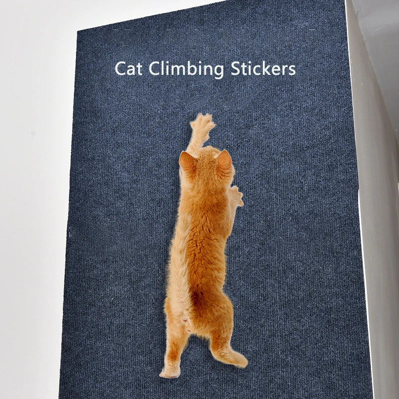 Cat Scratching Mat in dark blue, used as a climbing sticker by the cat