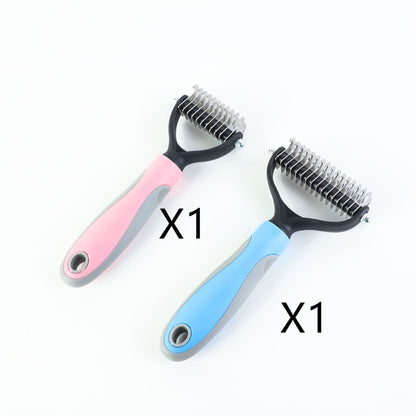 deshedding brush in blue and pink times one each 