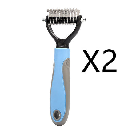 deshedding brush in blue times two 