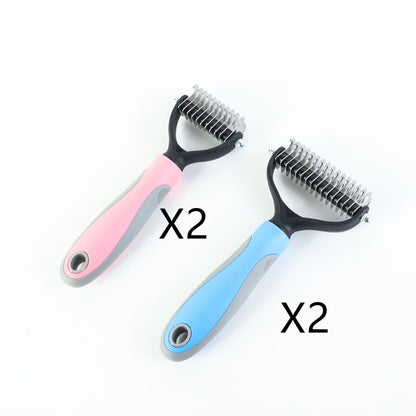 deshedding brush in blue and pink times two 