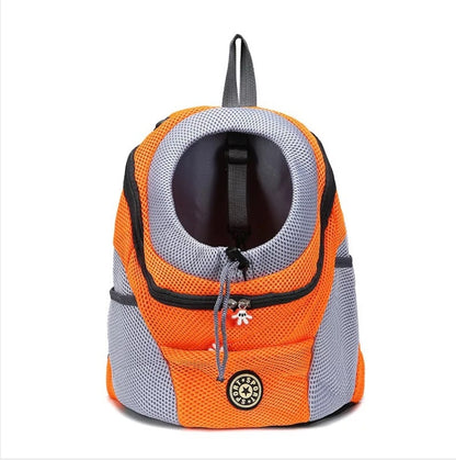 Orange and gray dog backpack 