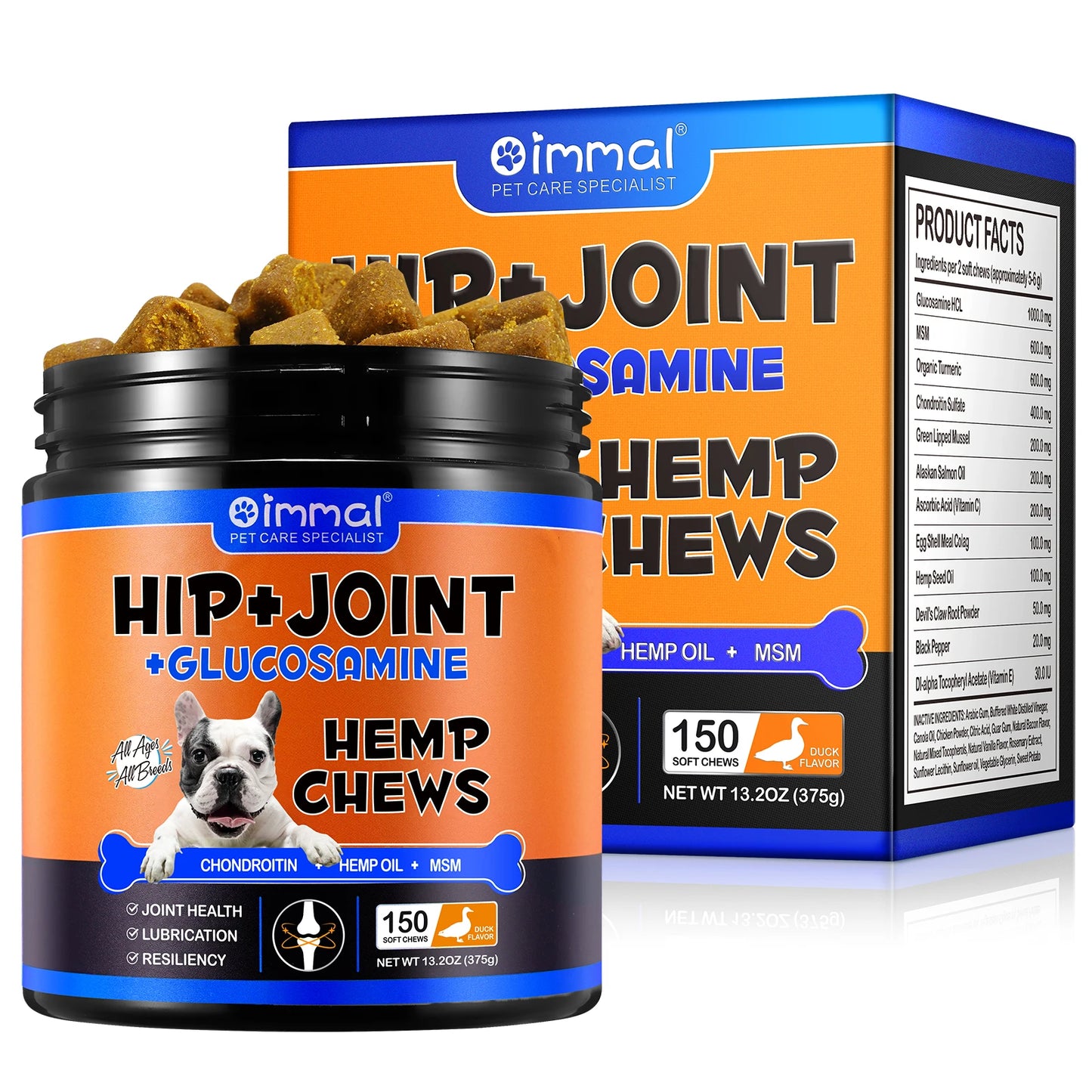 Dog Joint Supplements showing the packaging. 