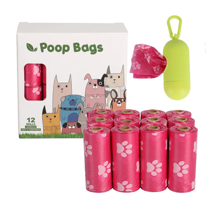 Dog Poop Bags  12 rolls in red with holder 