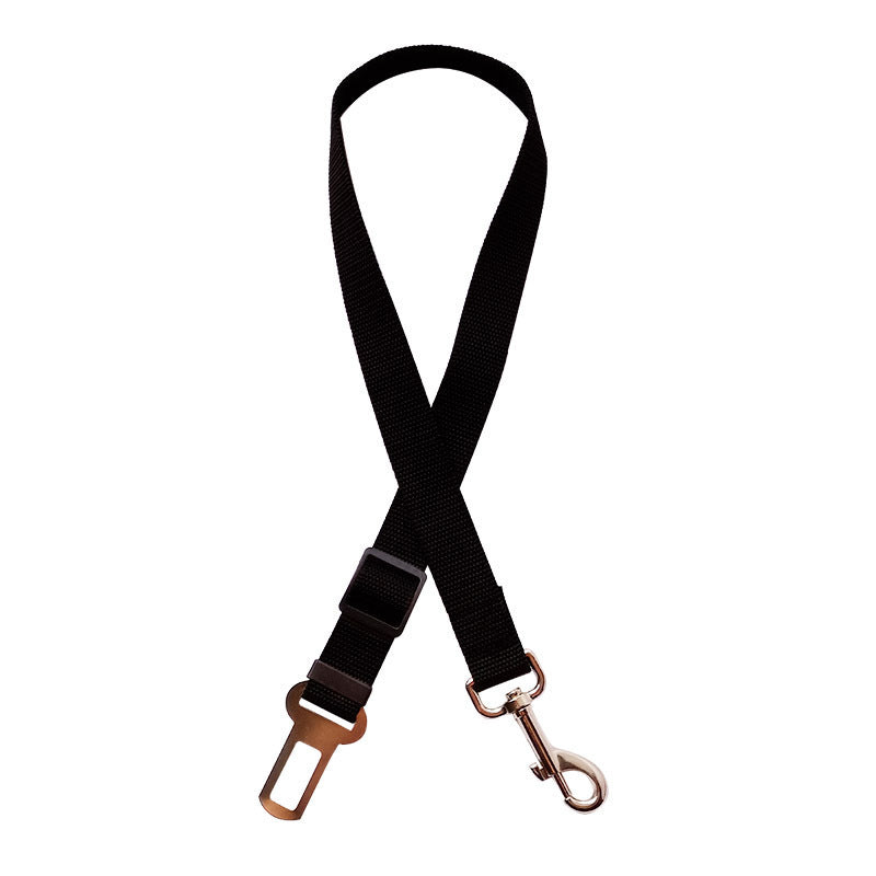 A black seatbelt strap for dogs 