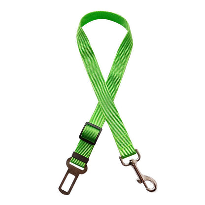 a green seatbelt strap for dogs 