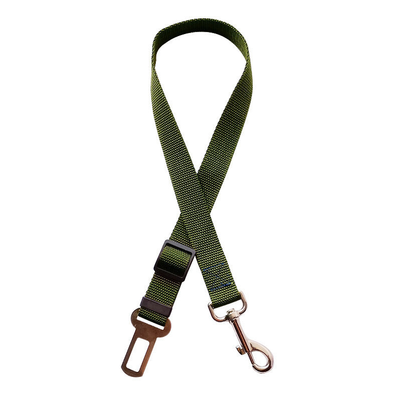 a dark green seatbelt strap for dogs 