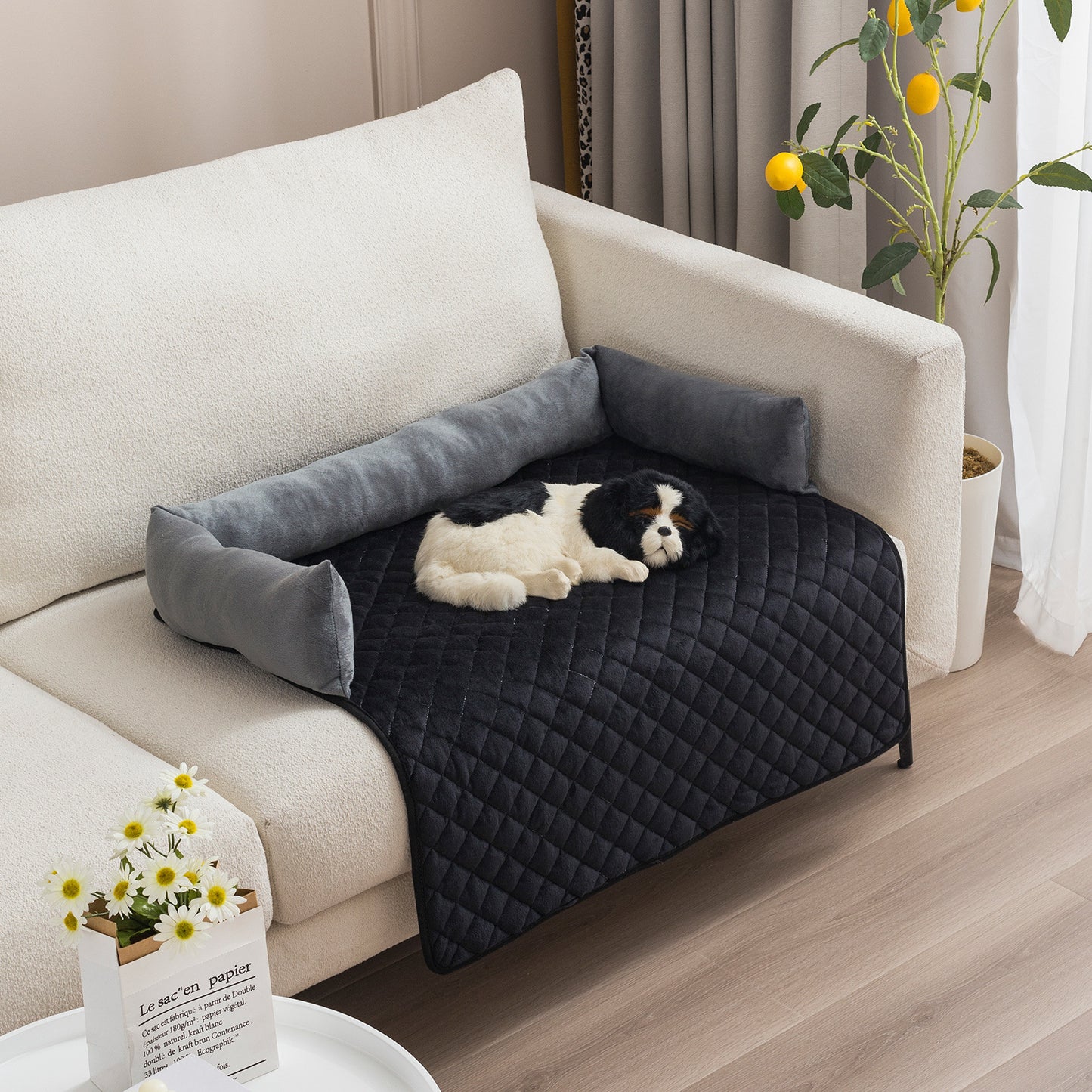 Dog Sofa Bed, Waterproof and comfortably protecting your sofa while pampering your pet in a black colour.