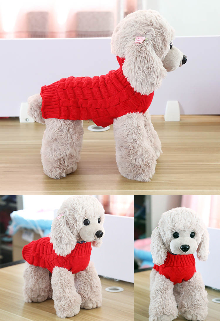 Cozy red and white striped Dog Sweater.