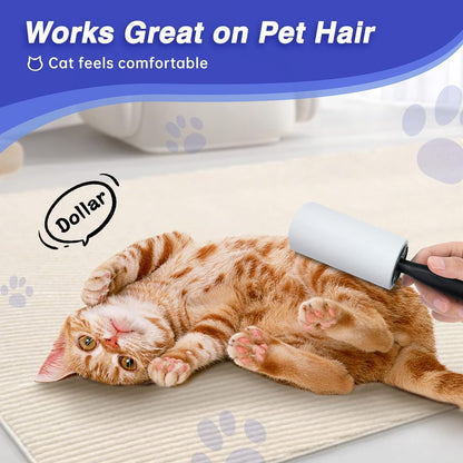 Pet Hair Lint Roller rubbing a ginger tabby cat 