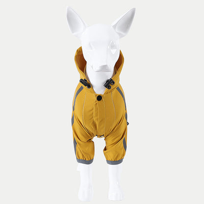 Pet Raincoat showing the frontal view 