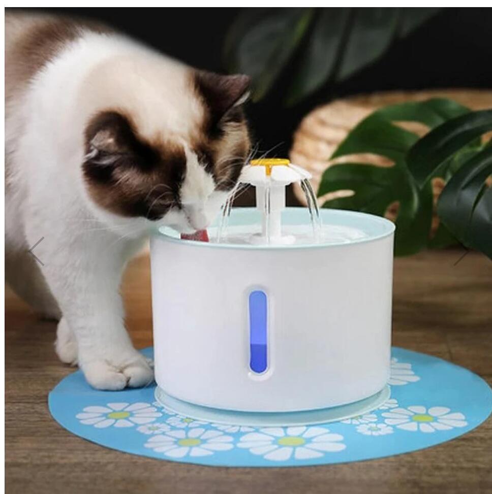 Pet Water Fountain showing a cat drinking 