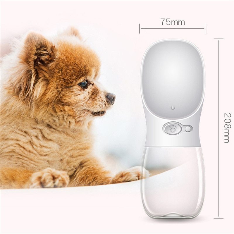 Portable Dog Water Bottle showing the dimensions 