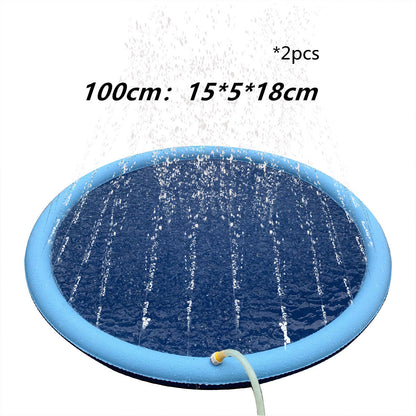 Splash Pad for Dogs, 100 cm blue pool with 2 pieces 