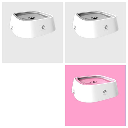 Dog water bowl times three, two grey tops, one pink top 