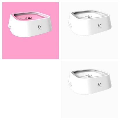 dog water bowl times three, two grey tops and one pink top 