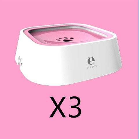 Dog water bowl with a pink top times three 